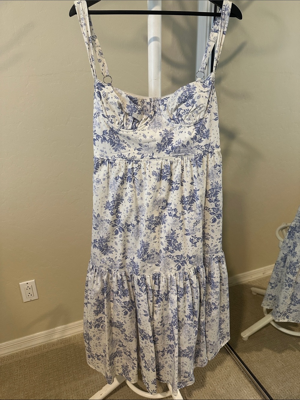 White and Blue Floral Sundress